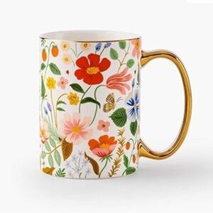Rifle Paper Co Mug - playful floral design with gold trim